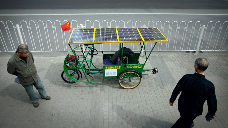 Usage inattendu de panneaux solaires, à Pékin