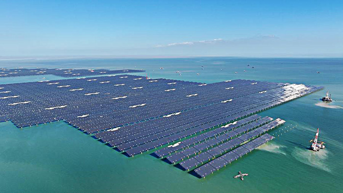Centrale solaire offshore dans la province du Shandong Photo Zhou Guangxue/Xinhua 